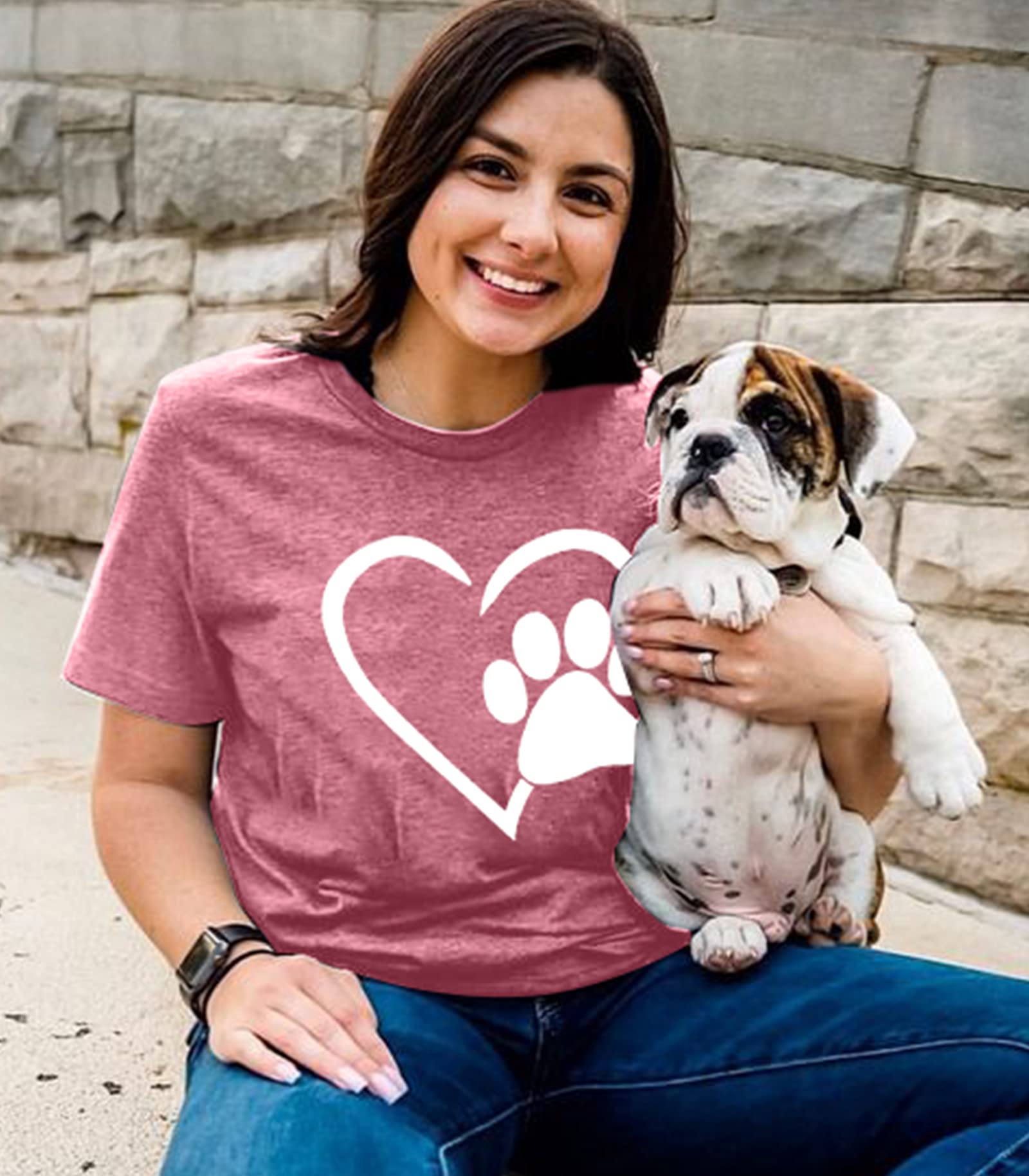 KimSoong Women's Paw Love Graphic T-Shirt photo 5