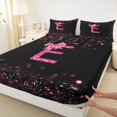 thumbnail image 3 of Manfei Personalized Initial E Twin Sheet Sets 3pcs for Preppy Child,Pink Ribbon Bow Knot Twin Fitted Sheet Microfiber,Bling Glitter Breathable Flat Sheet,Luxury Bedroom Decor, 3 of 7