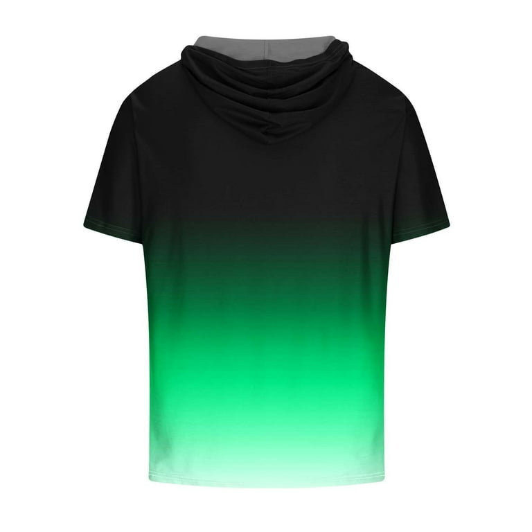 ZCFZJW Men's Short Sleeve Ombre Hoodie Muscle Fitness Sweatshirt