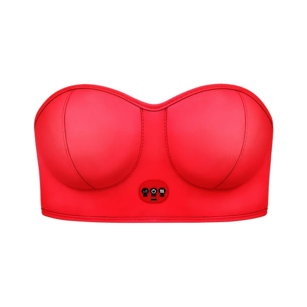 Soidarity Sujetador de masaje de senos, mejora Natural para relajación femenina, masajeador de senos de silicona agradable para la piel Ayudas para vestirse con gancho de botón rojo Versión enchufable