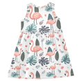 thumbnail image 5 of joogoo Girls Sleeveless Dress Flamingo Palm Leave Stylish Short Sleeve Dresses 6Y, 5 of 7