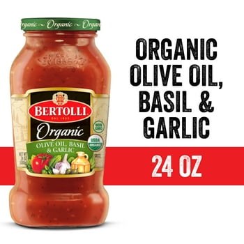 Bertolli  Olive Oil, Basil and Garlic Sauce, Authentic Tuscan Style  Pasta Sauce Made with Vine-Ripened Tomatoes, 24 OZ