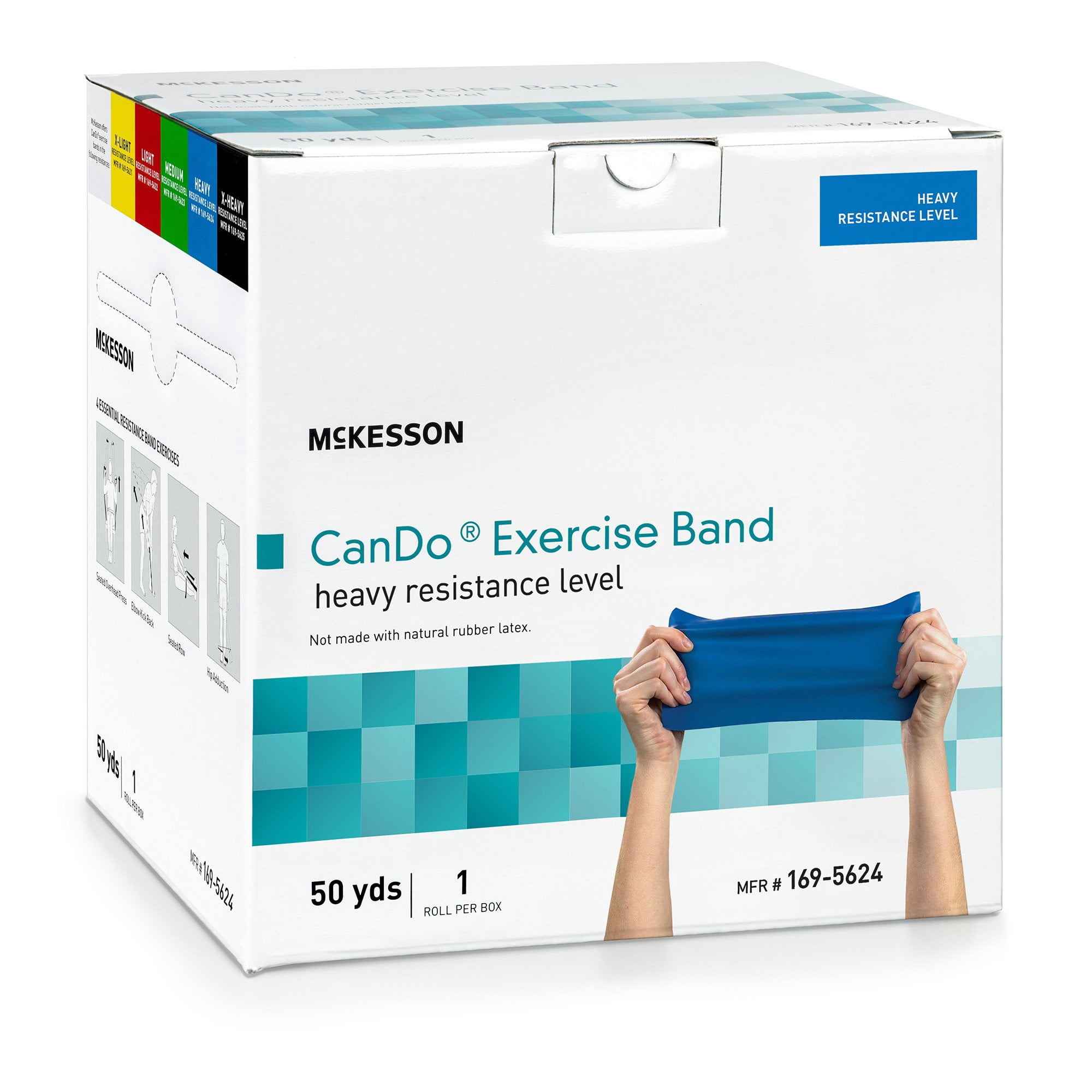 McKesson CanDo Exercise Resistance Band Blue Heavy Resistance 5" x 50 Yd. 169-5624, 1 Each
