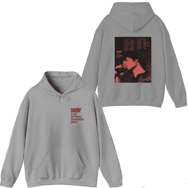 Sombr Merch Live Printemps 2025 Tournée Chandail à Capuchon Hommes Femmes Manches Longues Chandail à Enfiler Hauts,TG,Gris
