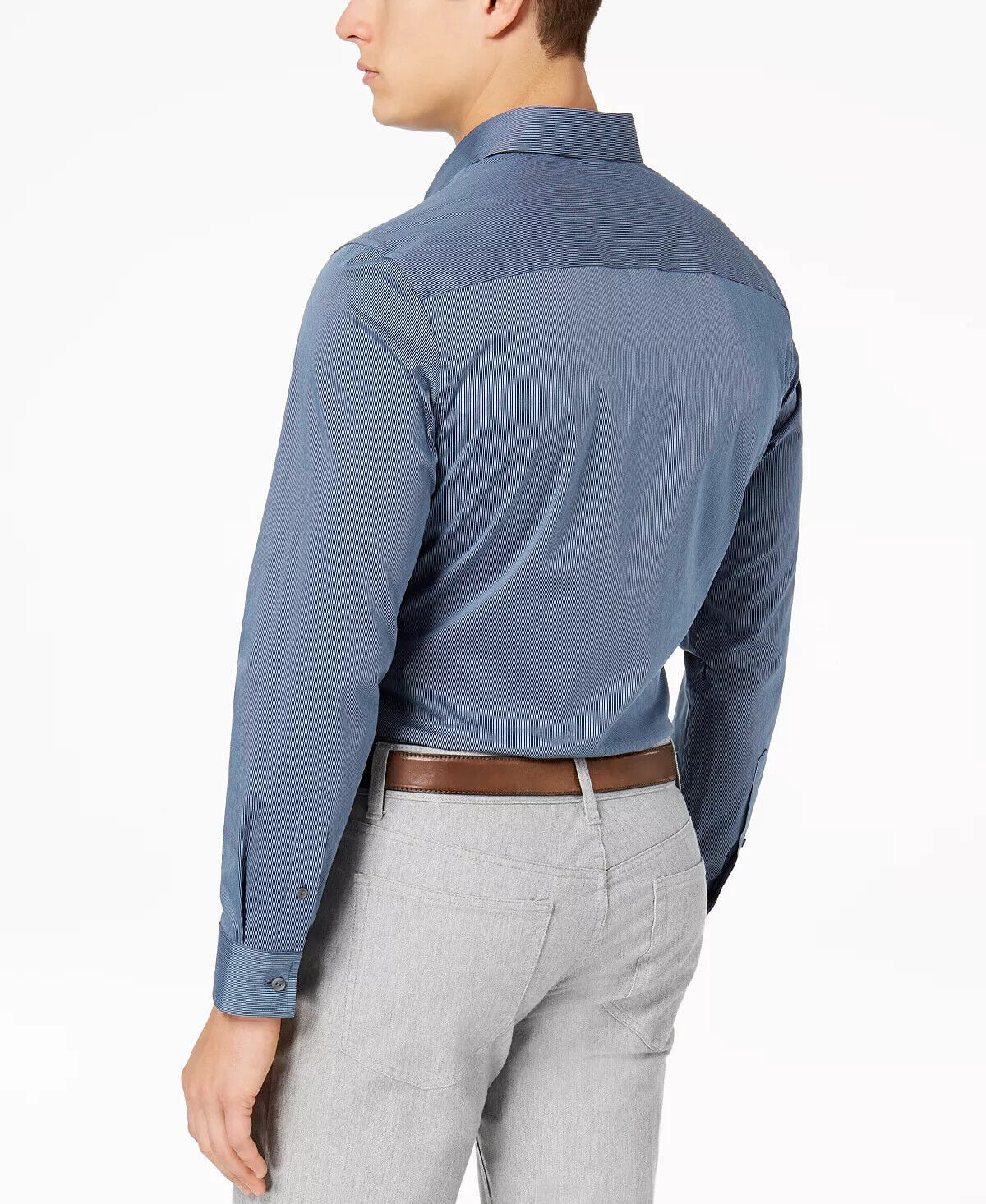 ALFANI Men’s Stretch Modern Stripe Dress Shirt, Neo Navy Blue XL