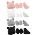 thumbnail image 7 of GYRATEDREAM 4 Pieces Newborn Boys Girls Hats Baby Hat and No Scratch Mitten and Socks Set Infant Headbands Winter Baby Caps for 0-6M Multi-color, 7 of 7