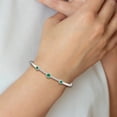 thumbnail image 3 of Auriga Fine Jewelry 14K White Gold Diamond and Cabochon Emerald Bangle Size 7 for Women, 3 of 5
