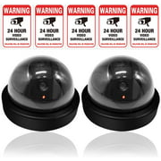 Dummy Camera CCTV Surveillance System with Realistic Simulated LEDs, findTop 2 Pack Fake Hemisphere Security Camera