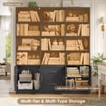 thumbnail image 5 of Hiphuta 71" Tall Triple Row 4-Tier Bookcase with 12 Open Cubes, 59" Wide Extra Large Display Bookshelf with 4 Doors and 2 Drawers, for Office Living Room, Black, 5 of 9