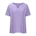 thumbnail image 4 of Raeneomay Oversized T Shirts for Women V Neck Solid Color Court Lock Short-Sleeved Tops, 4 of 6