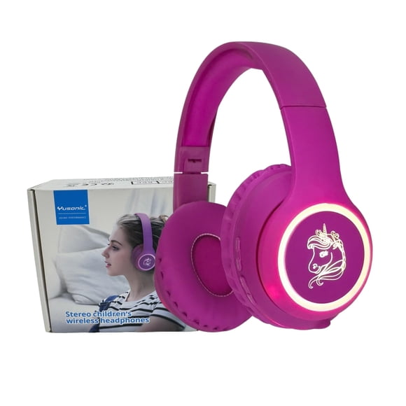 Auriculares Bluetooth para niños YUSONIC Unicornio plegables con LED