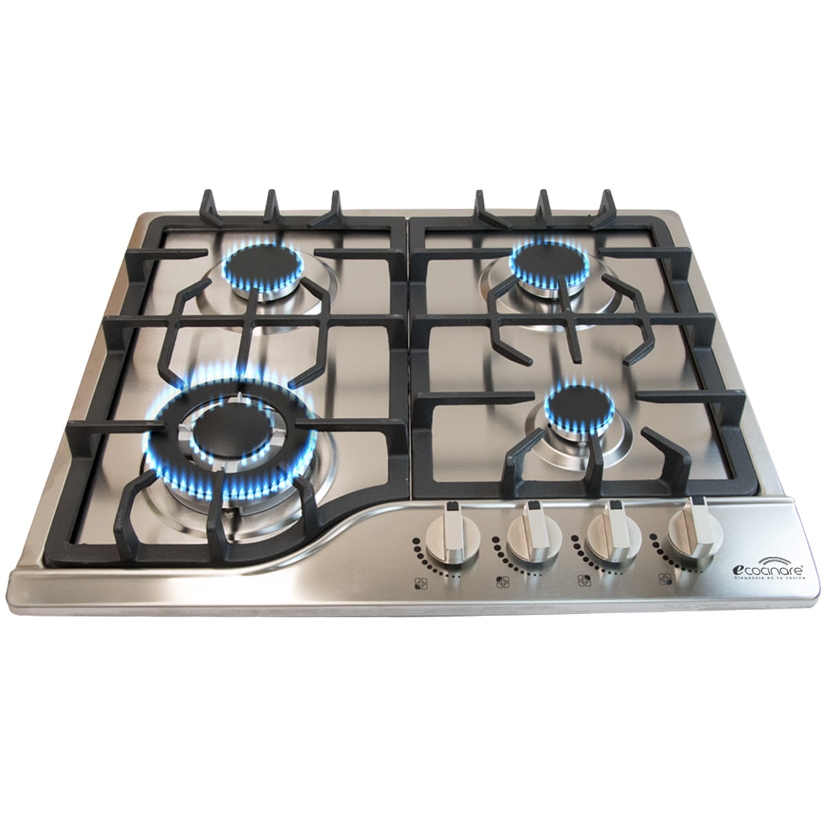 Estufa Parrilla DE Gas ECOCINARE 4 quemadores Acero Inoxidable Hierro fundido Empotrable STUF-01