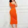 thumbnail image 4 of Tumotour 2 Piece Outfits Set For Women Casual Sexy Round Neck Sleeveless Ribbed Tank Top Bodycon Slit Midi Skirt Outfit Dress Set, 4 of 9