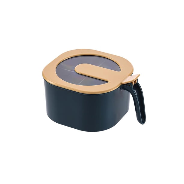 Caja De Condimentos Azul De Estilo Nórdico, Gran Espacio Separado, Tapa De Una Sola Mano, Contenedor De Condimentos De Apertura Con 4 Cucharas Inevent HA020563-00