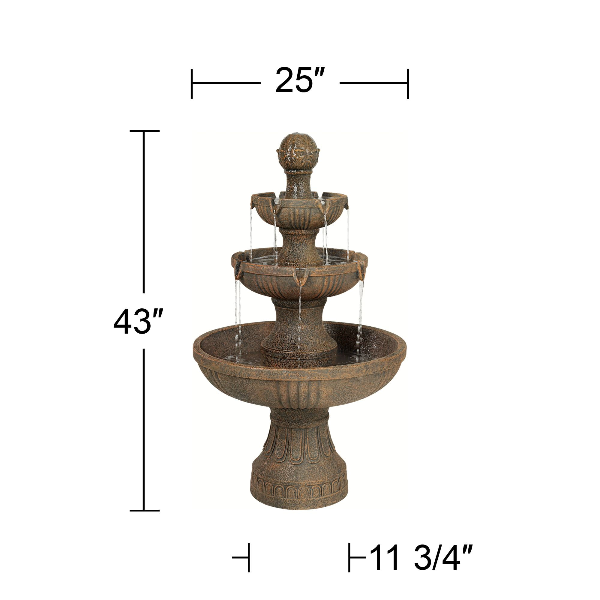 Ravenna 43" High Large Italian Indoor Outdoor Decor Faux Stone Floor Fountain Waterfall Outside Garden Patio