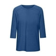thumbnail image 5 of SOOMLON 3/4 Sleeve Shirts for Women Petite Tunic Cotton Tops Casual Plain Crew Neck Shirts Sexy T Shirts 2025 Trendy Spring Summer Ladies Tops Loose Fit Y2k Basic Outfits Pullover Blue XL, 5 of 6