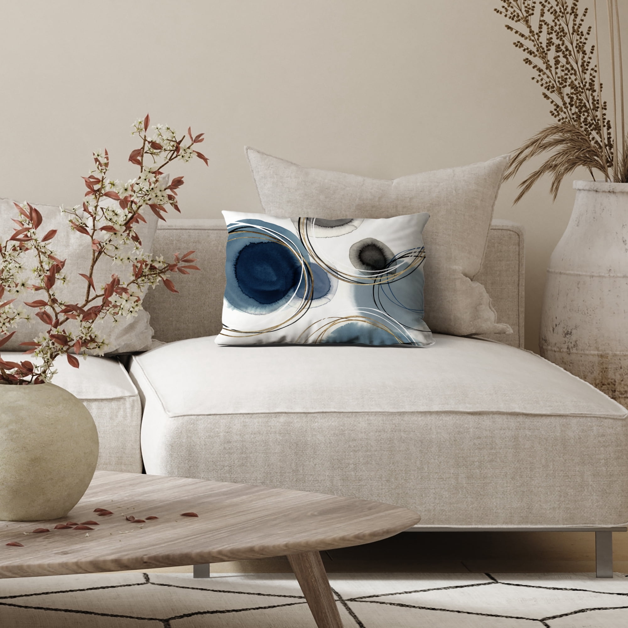 Americanflat 20"x14" Rectangular Abstract Throw Pillow with Premium Polyester - Blue and White