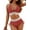 Brick Red, variant on Women High Waisted Bikini Sets Tummy Control Swimsuits Color Block Two Piece Drawstring Bathing Suit