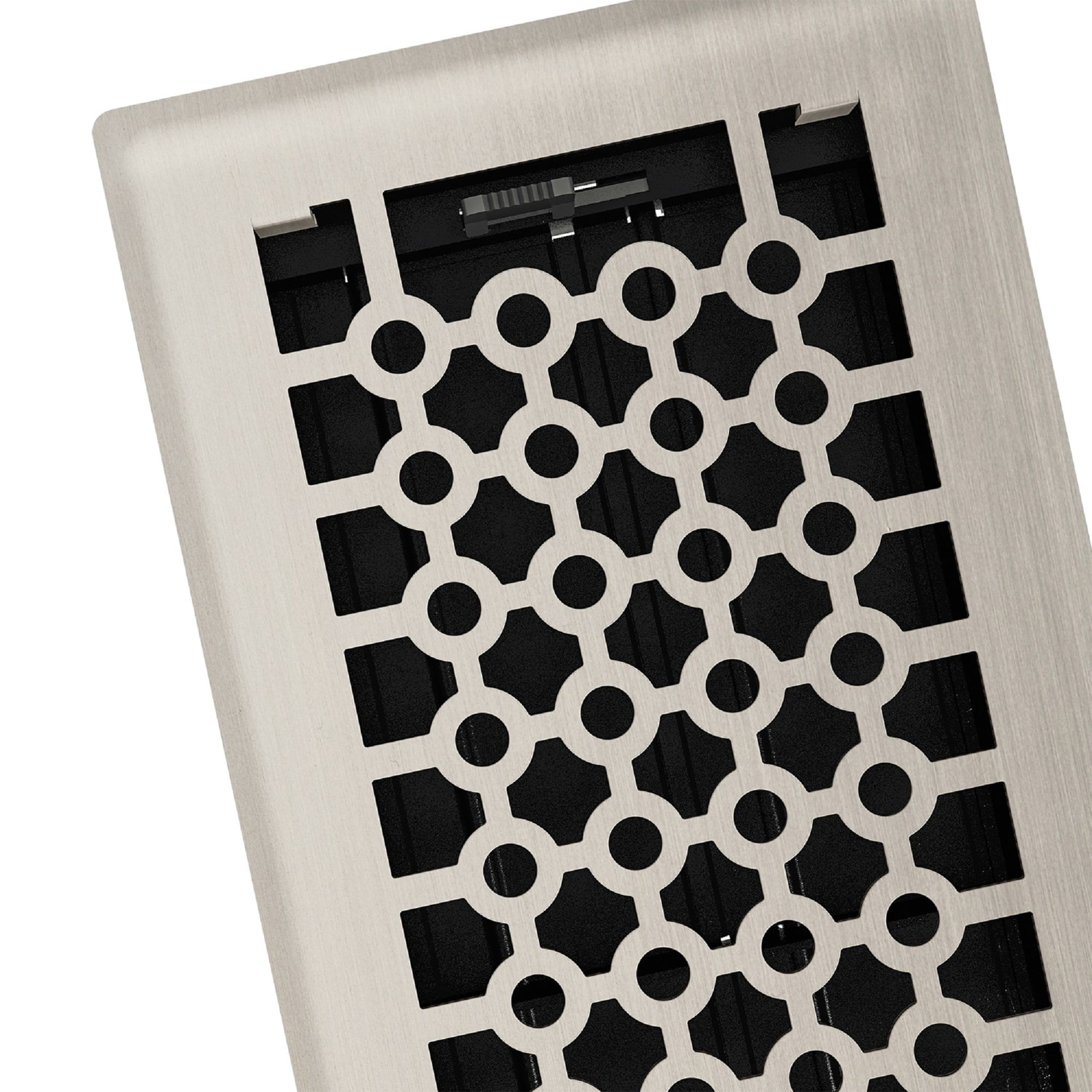 4in x 10in San Francisco Style Brushed Nickel Metal Heating and Cooling Air Floor Register (5 PACK) - Overall 5 1/4" x 11 1/4"