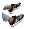 thumbnail image 3 of Dsscvnef Espadrilles pour Femmes à Imprimé Léopard Semelle Épaisse Lacets Chaussures de Course Décontractées Bas Confortables Légères Mode, 3 of 8