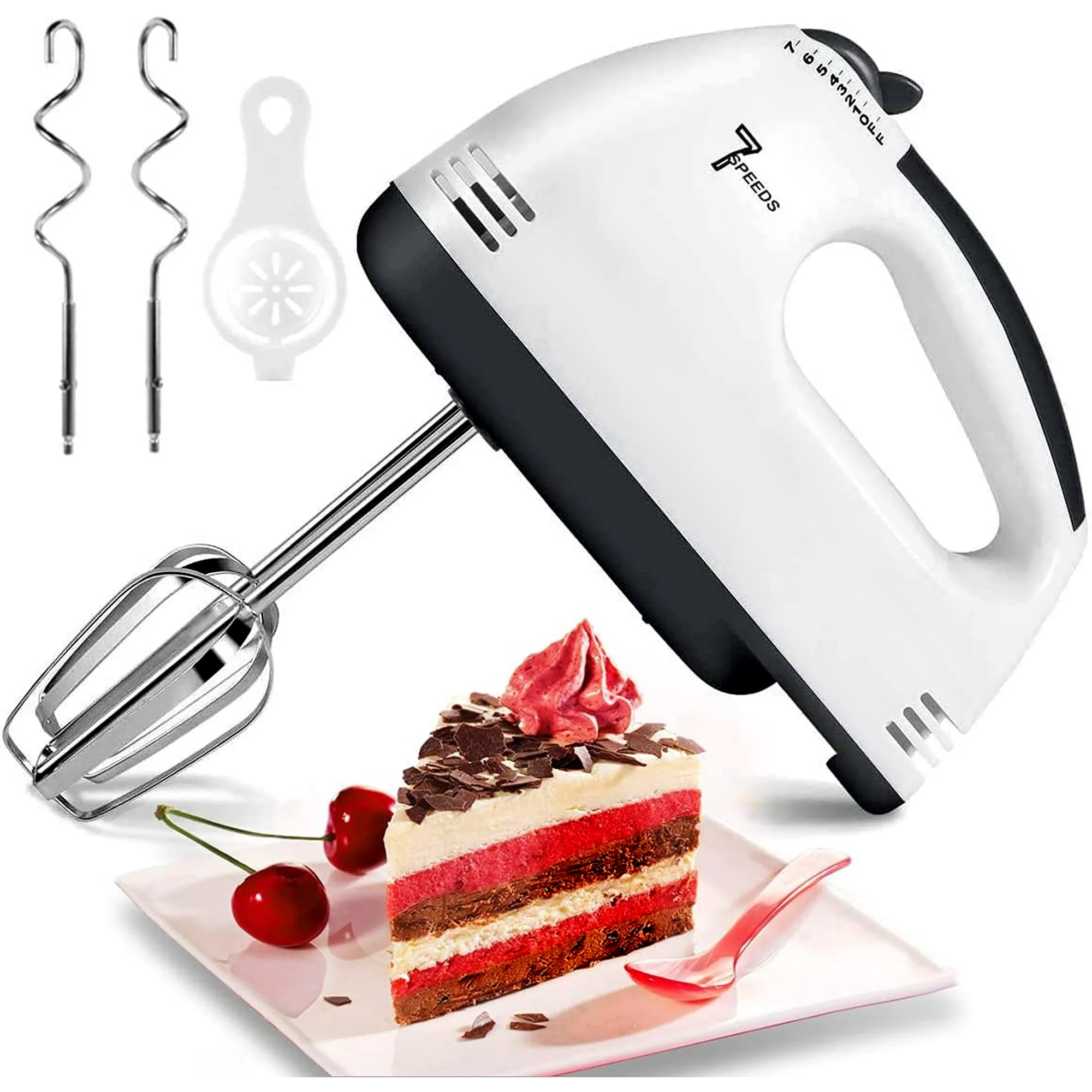 Electric Hand Mixer, 7-Speeds Lightweight Hand-Hand blender mixer, Portable Powerful Kitchen Mixer Stainless Steel Egg Whisk with Egg White Separator, Egg Sticks & Dough Sticks for Baking & Cakes