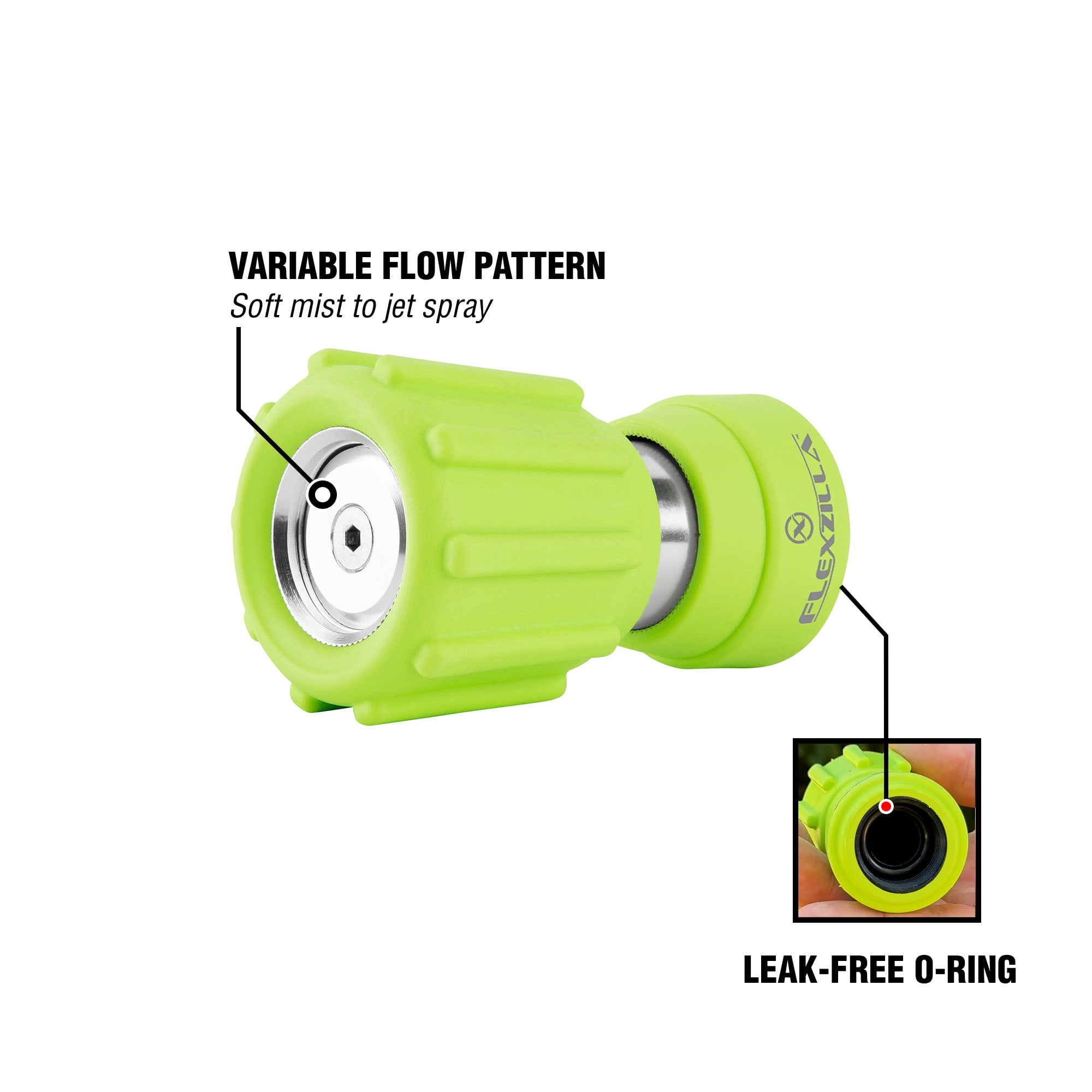 Flexzilla® Garden Hose Nozzle - Heavy Duty Twist Action, Metal Construction, ZillaGreen™