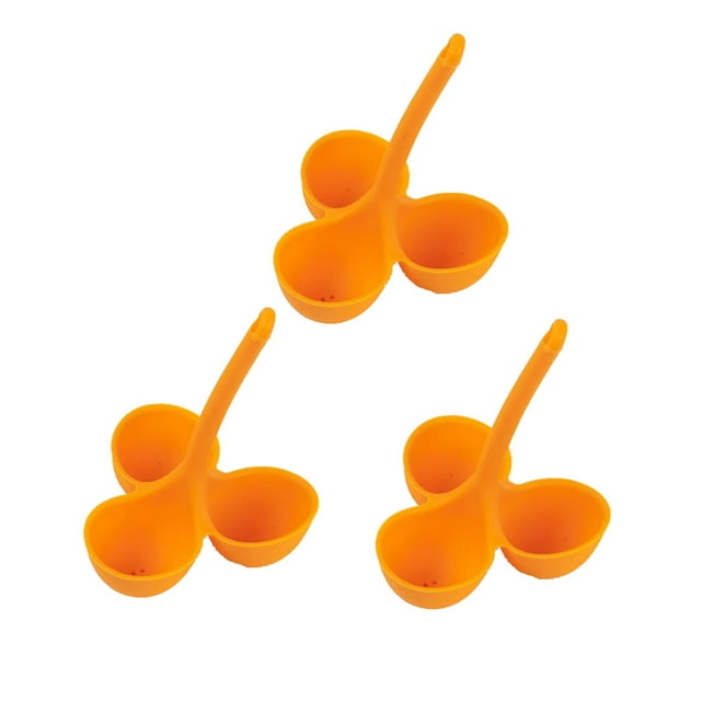 SHISUYAN 3 Pcs Three Grid Silicone Egg Holder Egg Poaching Boiling Cooker Pot Steam Rack for Stovetop Kitchen (Random Color)