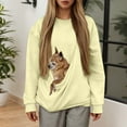 thumbnail image 4 of Cat Pouch Hoodie for Women Long Sleeve Plain Dog Pouch Hooded Sweatshirt Kangaroo Pocket Pet Carrier Pullover Tops, 4 of 6
