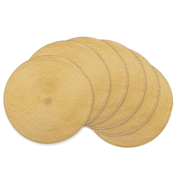 Round Braided Placemats 15 Inch Table Mats for Dining Tables Natural Woven Heat Resistant Place mats Set of 6