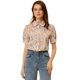 thumbnail image 1 of Blusa con cuello Peter Pan para mujer con ribete en contraste y manga farol campesina floral blanco XS, 1 of 6
