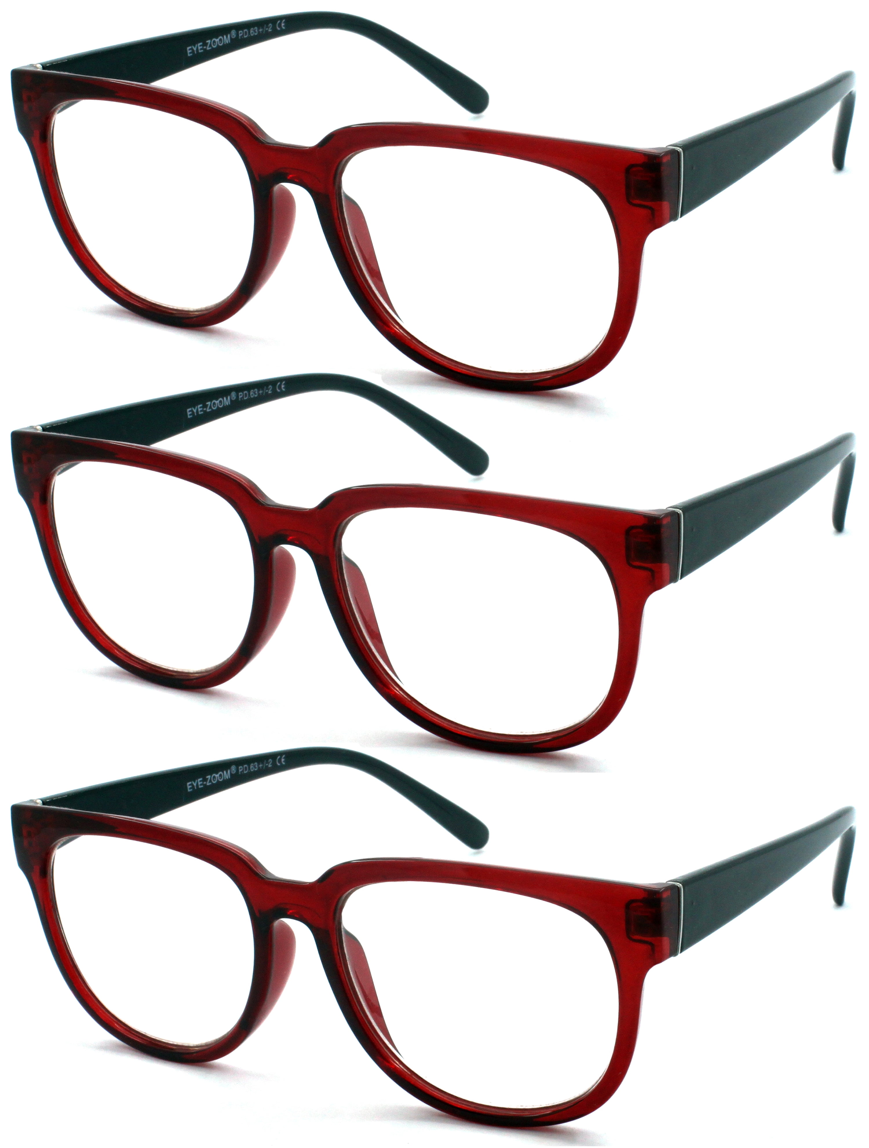 Sun Reading Glasses 3.00 Strength - 2 Black Frames With Spring Arms & Dura-Tight Screws
