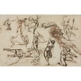 thumbnail image 2 of Théodore Géricault 18x13 Black Ornate Wood Framed Double Matted Museum Art Print Titled - Sheet of Sketches (Verso) (1819), 2 of 5