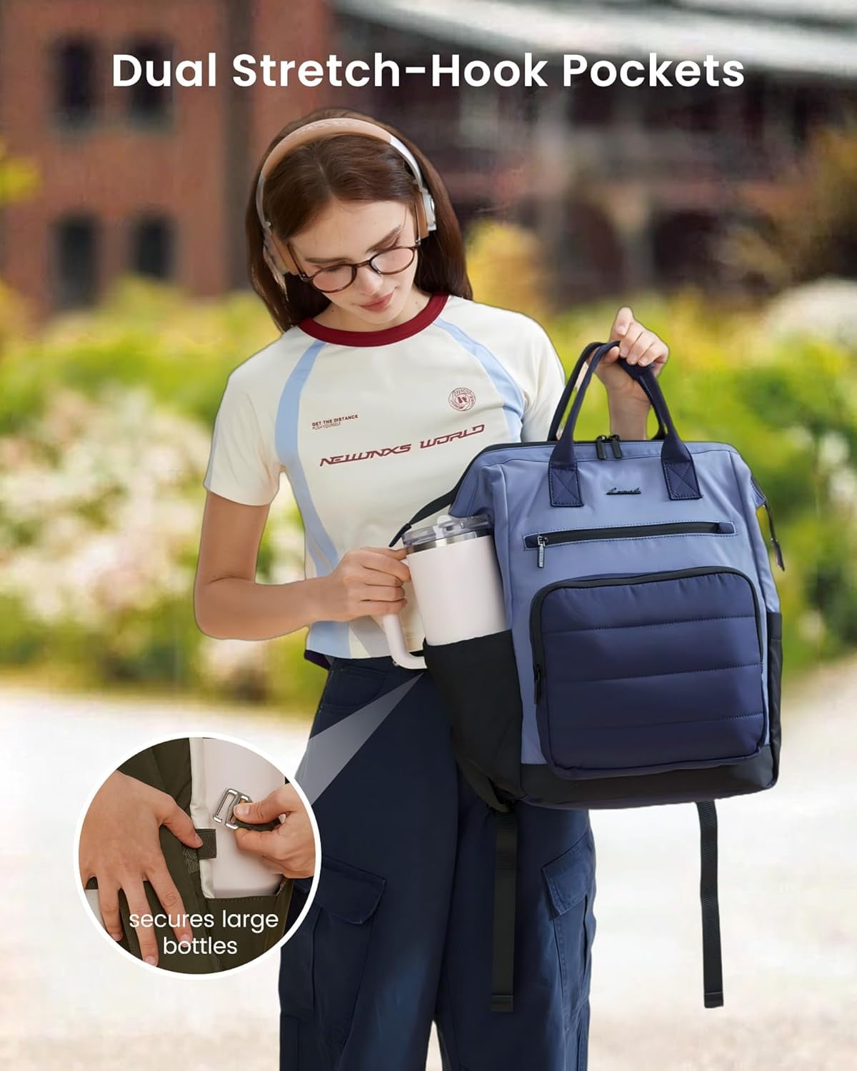 LOVEVOOK Puffer Laptop Backpack for Women, 15.6 Inch Work Backpack purse for Nurse Teacher College, Personal Item Travel Bag Daypack with Water Holder