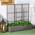 thumbnail image 2 of Outsunny Rattan Outdoor Planter with Trellis, Raised Garden Bed, Grey, 2 of 10