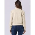 thumbnail image 3 of DARING DIVA Stand Collar Zip Up Biker Moto Bomber Jackets XS Beige, 3 of 6
