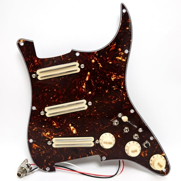 Guitar Prewired Loaded Pickguard Set For Fender Stratocaster with 3 Dual Rail Mini Humbucker Pickups, Coil Split Switches, Enhancement Switch, Pots – Electric Guitar Replacement Parts