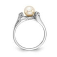 thumbnail image 2 of Solid 14k White Gold 6mm Freshwater Cultured Pearl Diamond Ring Band Size 8.5 (.04 cttw.), 2 of 6