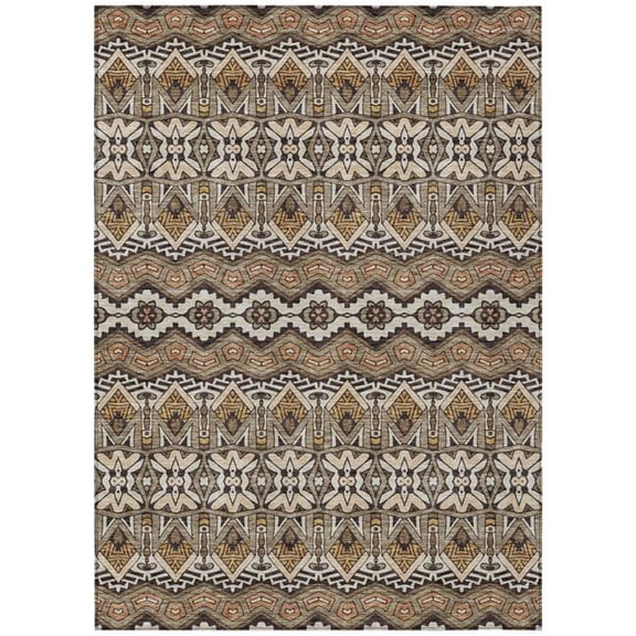 HomeRoots 594355 8 x 10 ft. Taupe, Brown & Ivory Moroccan Washable Indoor & Outdoor Rectangle Area Rug