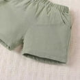 thumbnail image 5 of GYRATEDREAM Toddler Boy Summer Outfit Set Cotton Linen Short Sleeve Henley Shirts Top and Shorts Set 2Pcs Summer Clothes Set for 8-9Y Green, 5 of 7