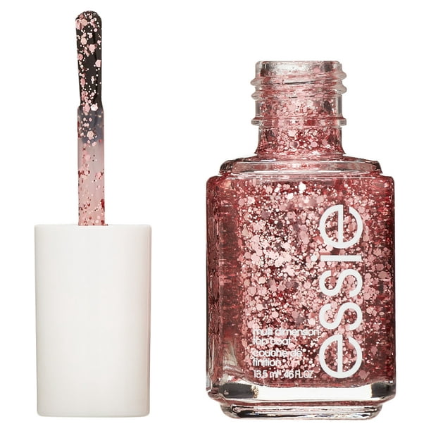 essie Salon Quality 8 Free Vegan Nail Polish, Pink Glitter, 0.46 fl oz Bottle -