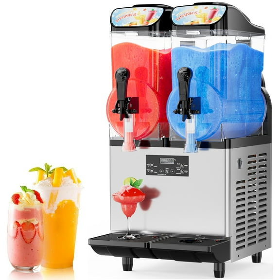 Joreek Commercial Slushy Machine 8Gal/30L, 2 Tanks Commercial Margarita Machine, 110V Commercial Slushie Machine, Frozen Drink Machine for Restaurant Bar Home