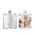 thumbnail image 3 of Dadiaei Cotton Ball Holder,Cotton Swab Dispenser,Cotton Round Pads Organizer,Floss Storage - 40 oz Clear Plastic Apothecary Jar Set for Bathroom,Vanity Makeup Organizer,Canister Storage,Bathroom Organ, 3 of 7