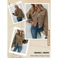 thumbnail image 7 of Nlife Women Houndstooth Lapel Collar Button Down Long Sleeve Cropped Jacket, 7 of 7