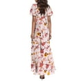 thumbnail image 6 of EANJE Spring dresses for women 2025 Loose V Neck Short Sleeve Vacation Beach Dresses Dressy Casual Floral Maxi Chiffon Dresses for Women 2025 Hot Pink XXL, 6 of 7