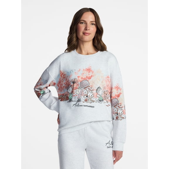 Peanuts Women's Crewneck Sweatshirt with Long Sleeves, Sizes XXS-4X