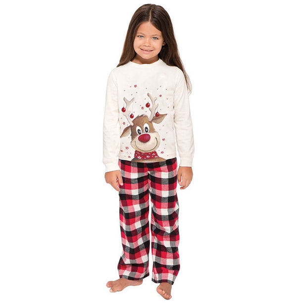 Familia Adulto Niños Bebé Pijamas navideños a juego Trajes de ropa de dormir navideña (Niño 8-9)