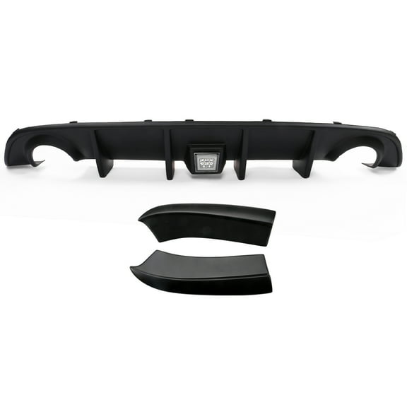 Ikon Motorsports Compatible with 15-23 Charger SRT Rear Bumper Diffuser Lip Valance W/ Clear LED Brake Lamp