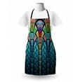 thumbnail image 3 of Abstract Apron, Curves Pattern with Weathered Colors and Blue Ombre Detail Graphic Floral Motifs, Unisex Kitchen Bib with Adjustable Neck for Cooking Gardening, Adult Size, Multicolor, by Ambesonne, 3 of 4