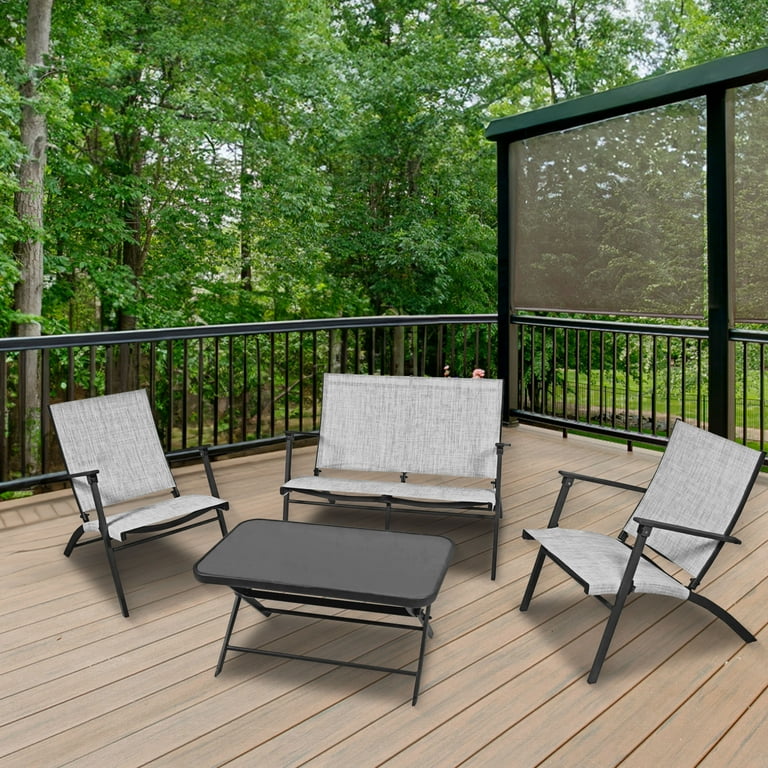 Letright Industrial Novara 4-Piece Outdoor Metal Foldable Dining