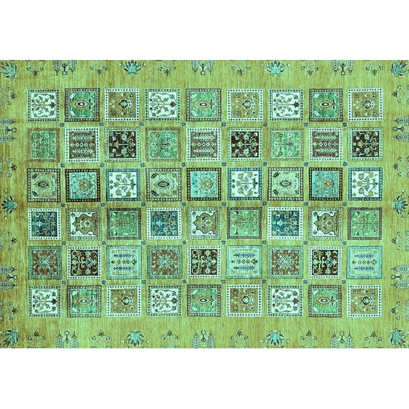 Ahgly Company Machine Washable Indoor Rectangle Abstract Turquoise Blue Modern Area Rugs, 5' x 8'